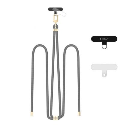 UNIVERZÁLNÍ ŠNŮRKA NA TELEFON POD KRYT/POPRUH TECH-PROTECT C7S ROPE CROSSBODY STRAP CRAYON GREY/GOLD
