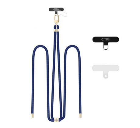 UNIVERZÁLNÍ ŠNŮRKA NA TELEFON POD KRYT/POPRUH TECH-PROTECT C7S ROPE CROSSBODY STRAP NAVY BLUE/GOLD