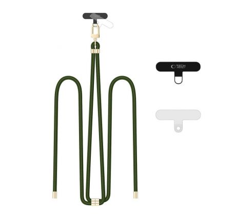 UNIVERZÁLNÍ ŠNŮRKA NA TELEFON POD KRYT/POPRUH TECH-PROTECT C7S ROPE CROSSBODY STRAP HUNTER GREEN/GOLD