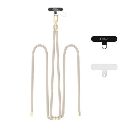 UNIVERZÁLNÍ ŠNŮRKA NA TELEFON POD KRYT/POPRUH TECH-PROTECT C7S ROPE CROSSBODY STRAP TAUPE/GOLD