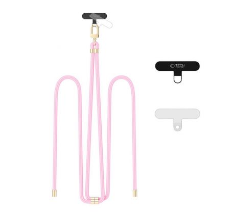 UNIVERZÁLNÍ ŠNŮRKA NA TELEFON POD KRYT/POPRUH TECH-PROTECT C7S ROPE CROSSBODY STRAP BABY PINK/GOLD