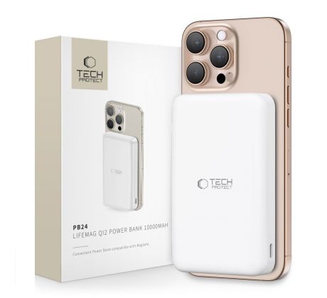 EXTERNÍ BATERIE TECH-PROTECT PB24 LIFEMAG QI2 MAGSAFE POWER BANK 10000mAh WHITE