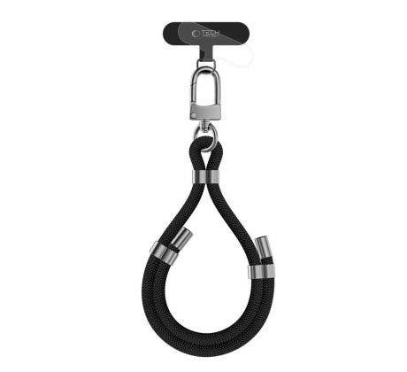 POPRUH NA RUKU/ŠŇŮRKA NA TELEFON TECH-PROTECT C4S ROPE WRIST STRAP BLACK/SILVER