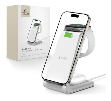 BEZDRÁTOVÁ NABÍJEČKA TECH-PROTECT QI15W-A36 3IN1 WIRELESS CHARGER FOR APPLE WHITE