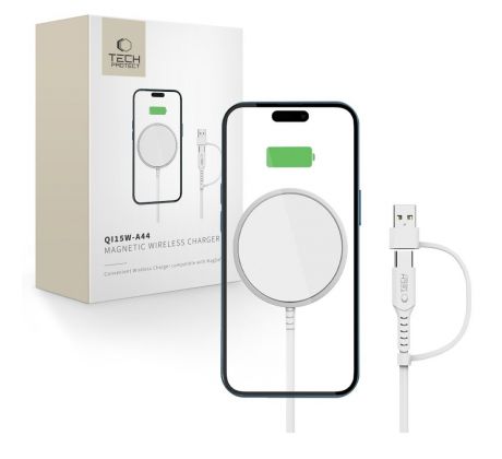 BEZDRÁTOVÁ NABÍJEČKA TECH-PROTECT QI15W-A44 MAGNETIC MAGSAFE WIRELESS CHARGER WHITE