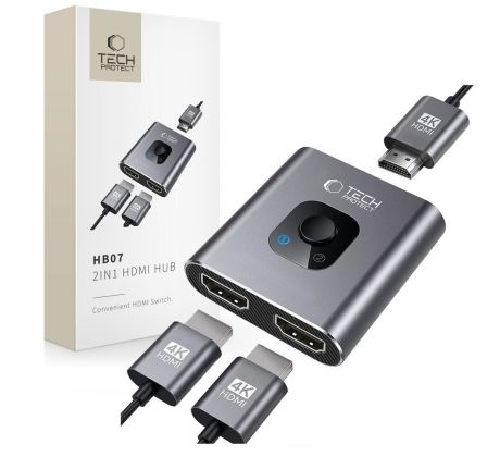 TECH-PROTECT HB07 HUB ADAPTER 2IN1 HDMI 4K 60HZ SPACE GREY