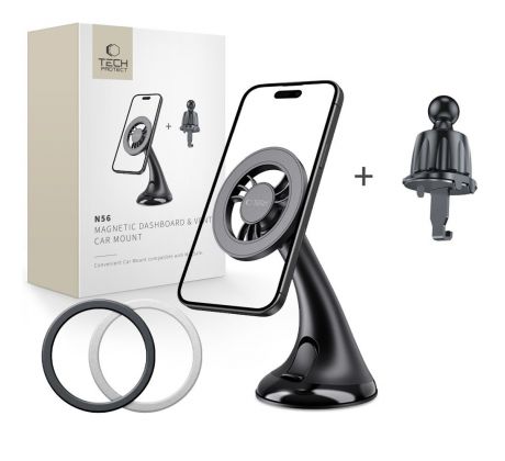 TECH-PROTECT N56 MAGNETIC MAGSAFE DASHBOARD UNRG & VENT CAR MOUNT BLACK