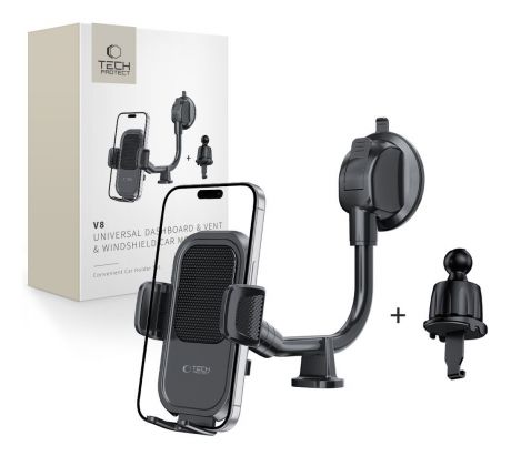 TECH-PROTECT V8 UNIVERSAL LONG ARM DASHBOARD & WINDSHIELD CAR MOUNT BLACK