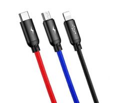 BASEUS cable Three Primary Colors 3-in-1 M+L+T 3.5A 1.2M cerný CAMLT-BSY01