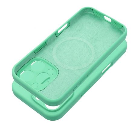 Case SILICONE 2mm  iPhone 15 s MagSafe slabomodrý tyrkysový mentolový