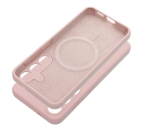 Case SILICONE 2mm  Samsung Galaxy S25 Plus s MagSafe sand ružový