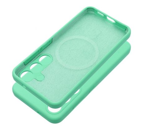 Case SILICONE 2mm  Samsung Galaxy S25 Ultra s MagSafe slabomodrý tyrkysový mentolový