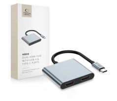 TECH-PROTECT HB08 HUB ADAPTER 4IN1 TYPE-C + USB2.0 + 2 x HDMI 4K 60HZ SPACE GREY