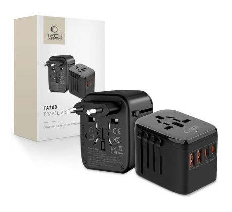 TECH-PROTECT TA200 TRAVEL ADAPTER EU / UK / US / AU BLACK