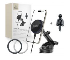 TECH-PROTECT mm15W-V4 MAGNETIC MAGSAFE DASHBOARD & VENT CAR MOUNT WIRELESS CHARGER 15W BLACK