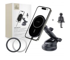 TECH-PROTECT mm15W-V6 MAGNETIC MAGSAFE DASHBOARD & VENT CAR MOUNT WIRELESS CHARGER 15W BLACK/BLACK