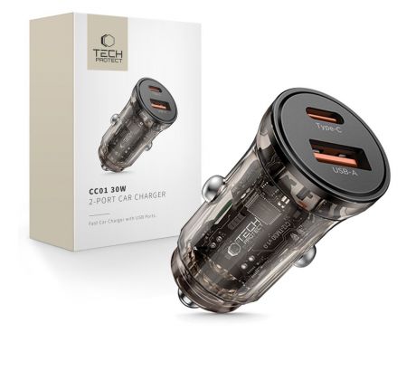 TECH-PROTECT CC01 2-PORT CAR CHARGER PD 30W / QC3.0 BLACK
