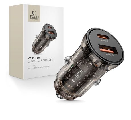 TECH-PROTECT CC01 2-PORT CAR CHARGER PD 45W / QC3.0 BLACK