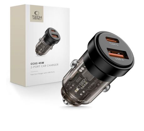 TECH-PROTECT CC03 2-PORT CAR CHARGER PD 45W / QC3.0 BLACK