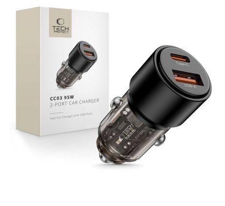 TECH-PROTECT CC03 2-PORT CAR CHARGER PD 95W / QC3.0 BLACK
