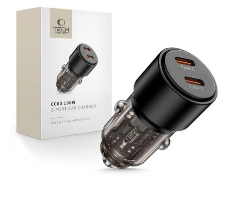TECH-PROTECT CC03 2-PORT CAR CHARGER PD 100W BLACK