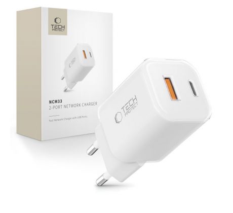 TECH-PROTECT NCM33 2-PORT NETWORK CHARGER PD 33W / QC3.0 WHITE