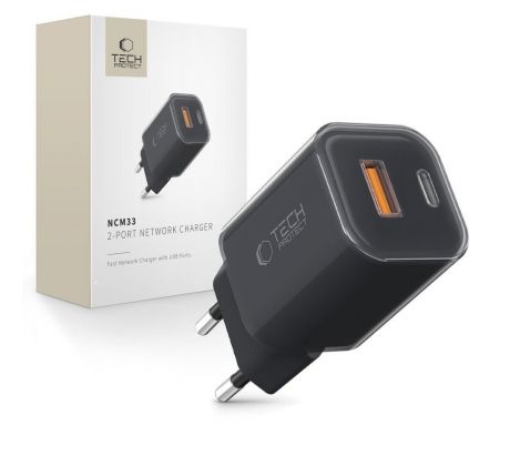 TECH-PROTECT NCM33 2-PORT NETWORK CHARGER PD 33W / QC3.0 BLACK