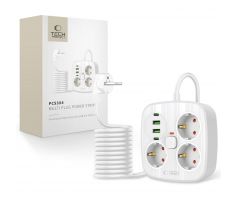 TECH-PROTECT PCS3X4 POWER STRIP 2 USB & 2 TYPE-C & 3 SOCKET 200CM WHITE