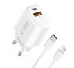 TECH-PROTECT NCA30 2-PORT NETWORK CHARGER PD 30W / QC3.0 + LIGHTNING CABLE WHITE