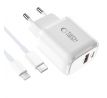 TECH-PROTECT NCA20 2-PORT NETWORK CHARGER PD 20W / QC3.0 + LIGHTNING CABLE WHITE