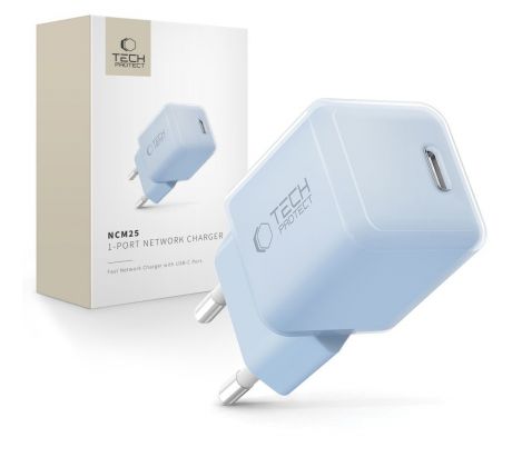 TECH-PROTECT NCM25 1-PORT NETWORK CHARGER PD 25W BABY BLUE