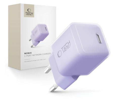 TECH-PROTECT NCM25 1-PORT NETWORK CHARGER PD 25W BABY PURPLE