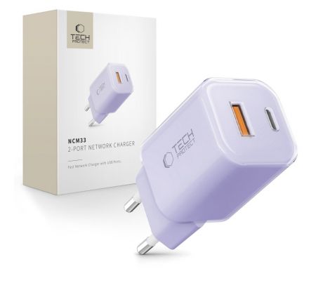 TECH-PROTECT NCM33 2-PORT NETWORK CHARGER PD 33W / QC3.0 BABY PURPLE