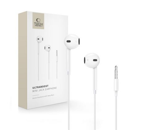 TECH-PROTECT ULTRABOOST mini JACK EARPHONE CORE WHITE