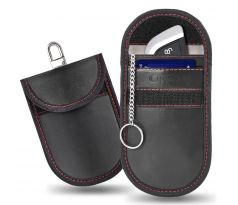 FARADAYA TECH-PROTECT KLR100 POUCH KEYLESS RFID SIGNAL BLOCKER CASE BLACK/RED